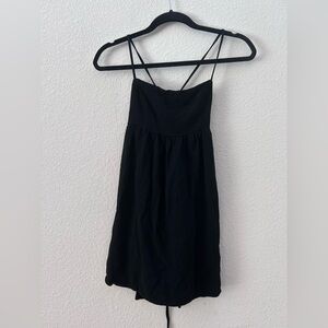 Princess Polly Black Babydoll Lace Up Back Dress Size 6